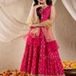 Girls Floral Printed Layered Anarkali Georgette Kurta With Palazzos & Dupatta