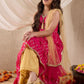 Girls Floral Printed Layered Anarkali Georgette Kurta With Palazzos & Dupatta