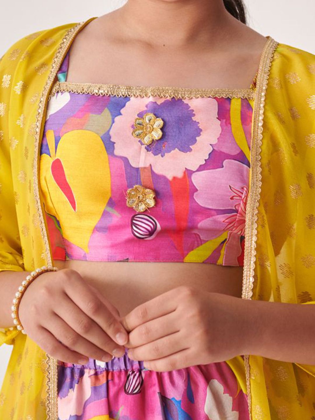 Girls Floral Printed Ready to Wear Lehenga