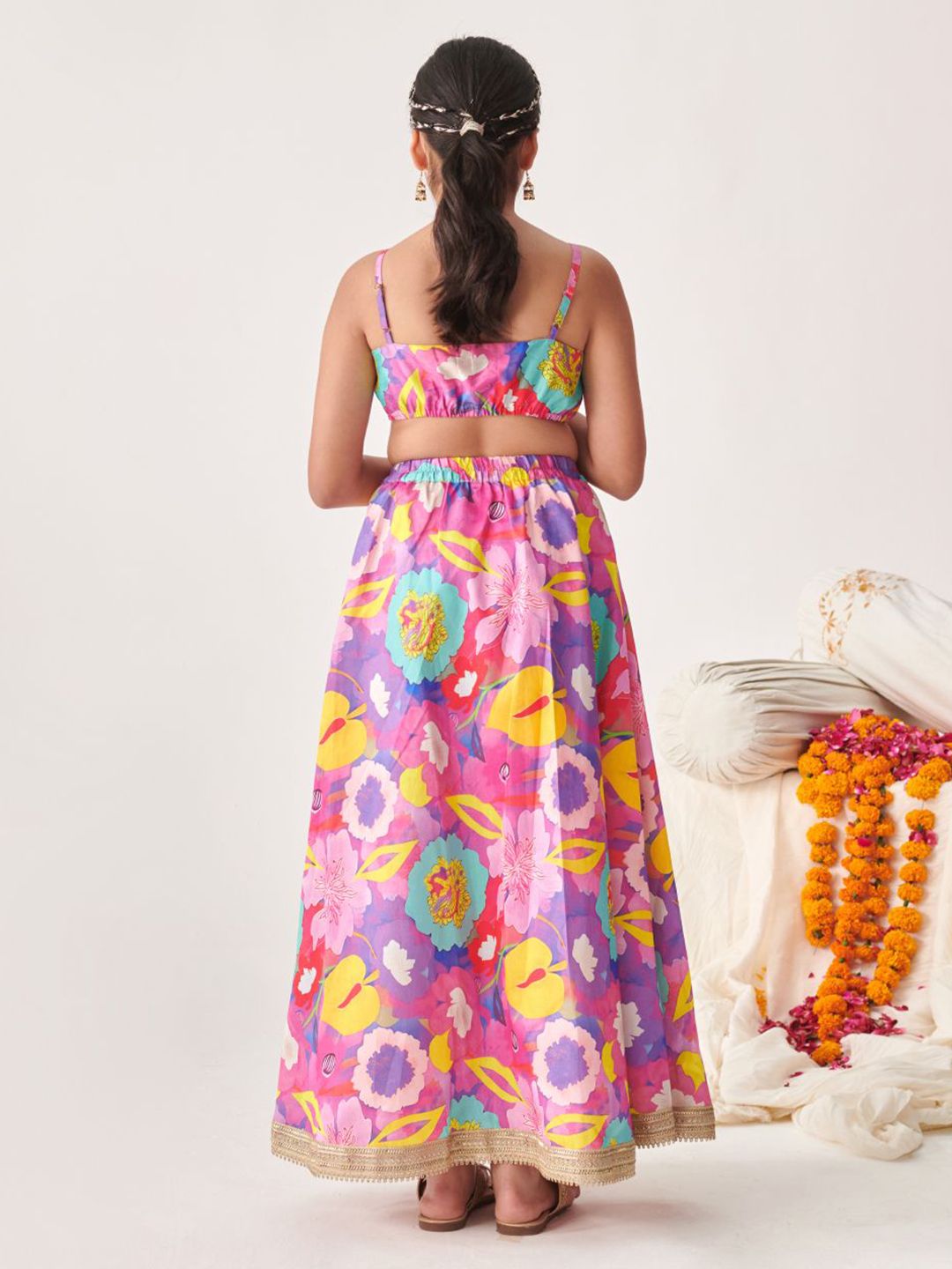 Girls Floral Printed Ready to Wear Lehenga