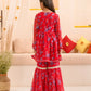 Girls Floral Printed Regular A-Line Kurta & Sharara With Dupatta
