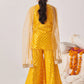 Girls Floral Printed Regular Gotta Patti Kurta Sharara With Dupatta