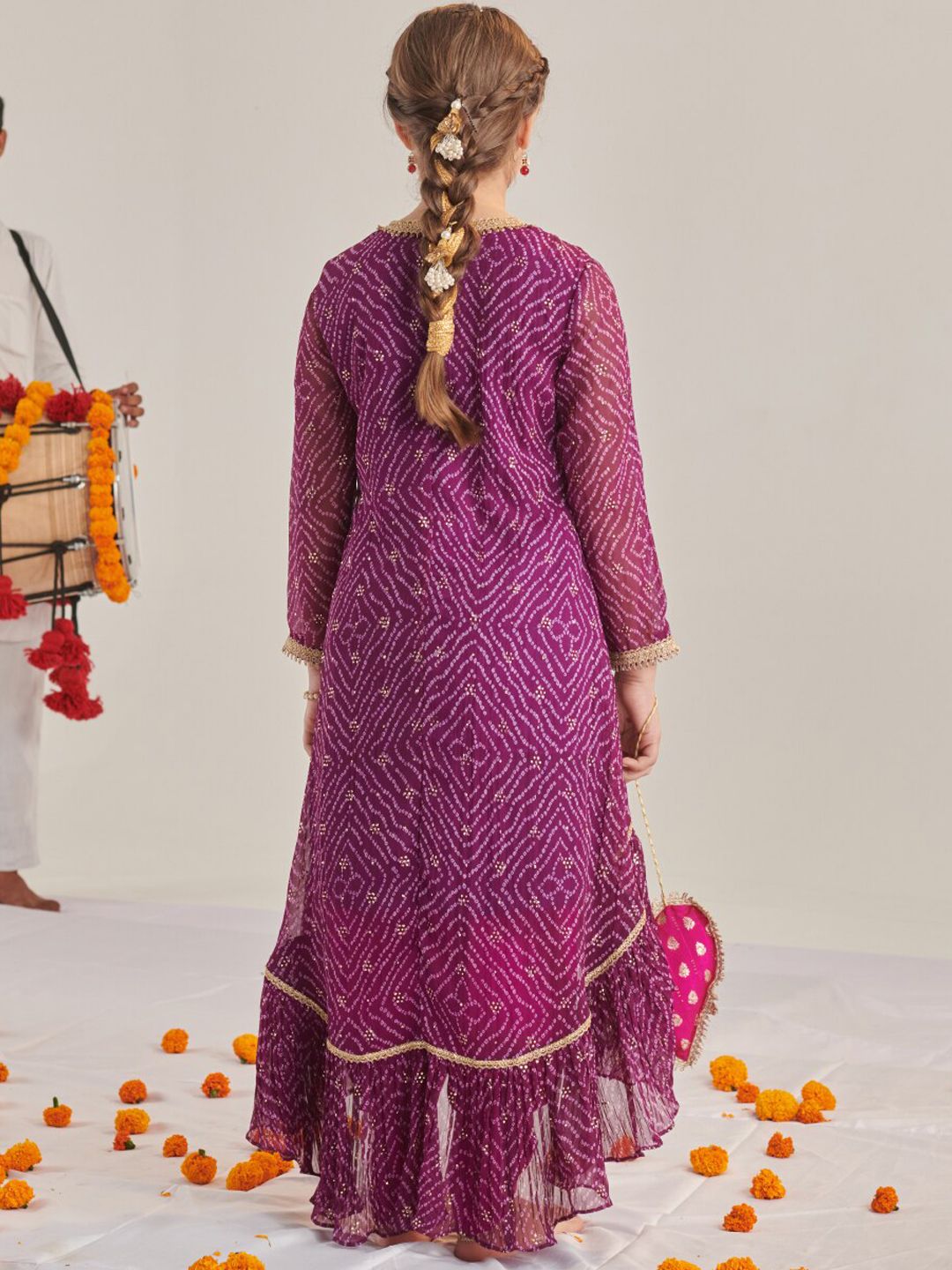 Girls Floral Printed Regular Kurta with Dhoti Pants
