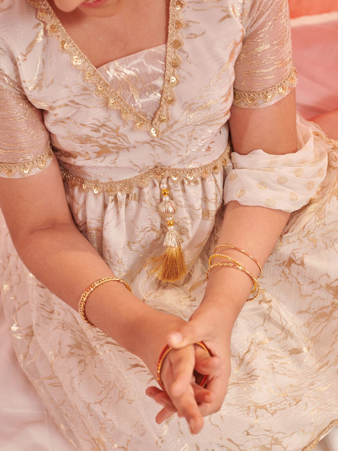Girls Floral Printed Regular Kurta with Sharara & With Dupatta
