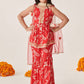 Girls Floral Printed Regular Kurti Sharara With Dupatta