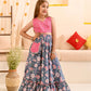 Girls Floral Printed Striped Ready to Wear Lehenga Choli With Waist Coat