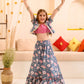 Girls Floral Printed Striped Ready to Wear Lehenga Choli With Waist Coat