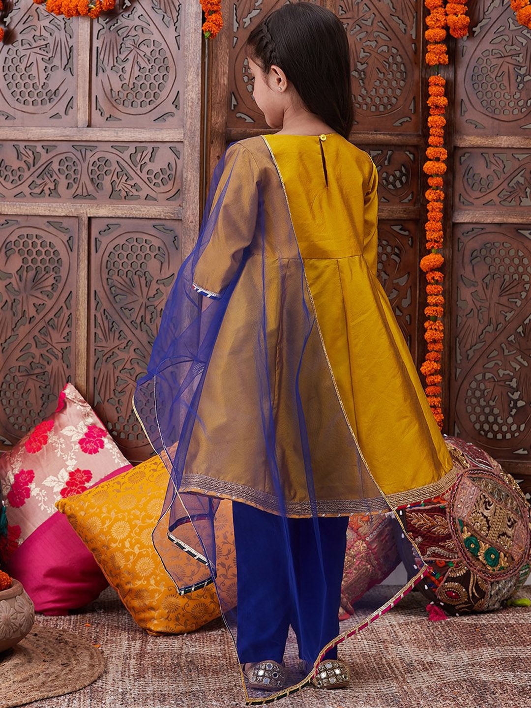 Girls Gotta Patti Angrakha Kurta & Salwar With Dupatta