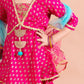 Girls Magenta & Blue Printed Ready to Wear Lehenga & Blouse With Dupatta