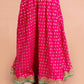 Girls Magenta & Blue Printed Ready to Wear Lehenga & Blouse With Dupatta