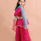Girls Magenta & Blue Printed Ready to Wear Lehenga & Blouse With Dupatta