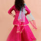 Girls Magenta & Blue Printed Ready to Wear Lehenga & Blouse With Dupatta