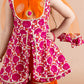 Girls Magenta & Orange Printed Angrakha Cotton Kurta Set