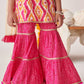 Girls Printed Angrakha Gotta Patti Kurti with Sharara & With Dupatta