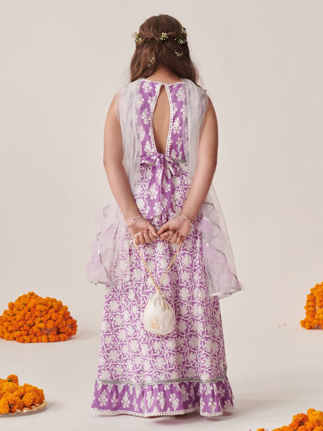 Girls Printed Gotta Patti Ready to Wear Lehenga Choli With Dupatta