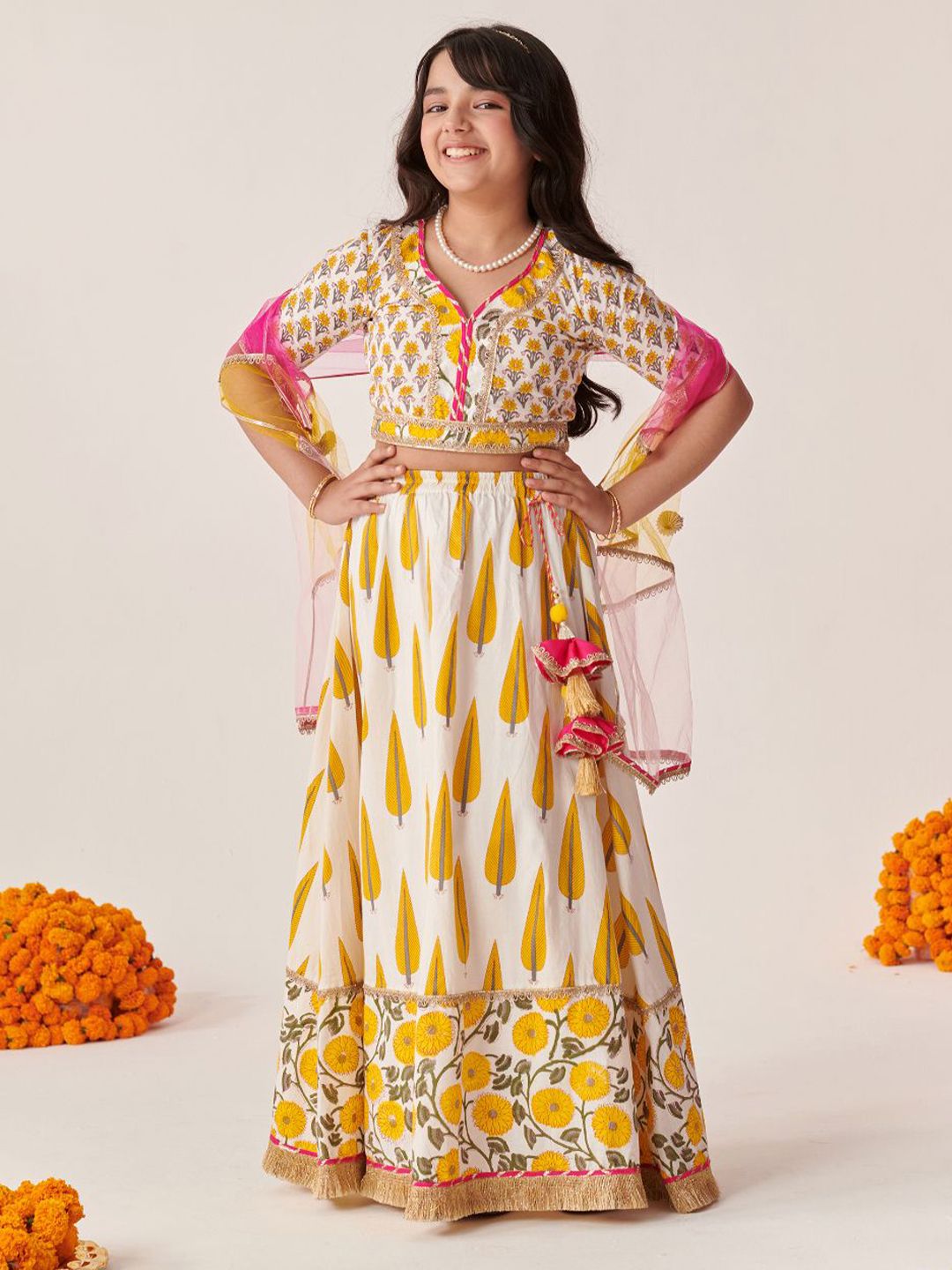 Girls Printed Ready to Wear Lehenga & Blouse With Dupatta