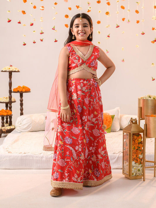 Girls Printed Ready to Wear Lehenga & Blouse With Dupatta