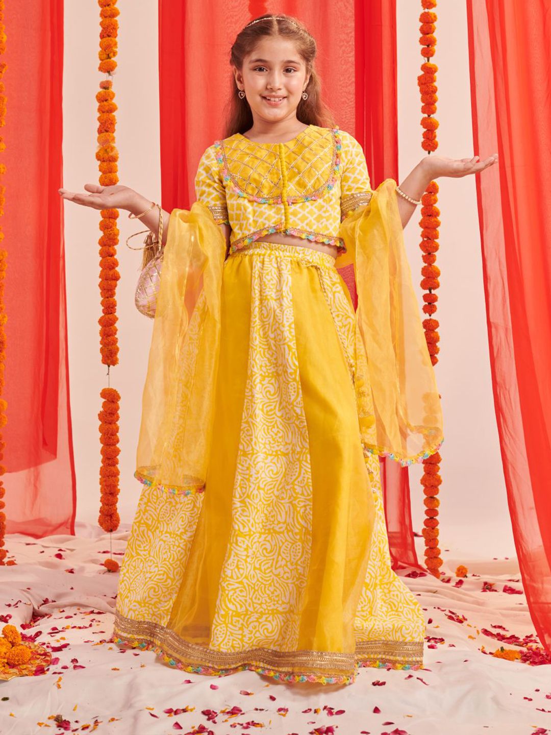 Girls Printed Ready to Wear Lehenga & Blouse With Dupatta