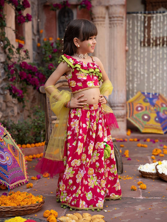 Girls Printed Ready to Wear Lehenga & Blouse With Dupatta