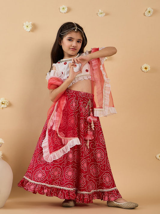 Girls Printed Ready to Wear Lehenga & Blouse With Dupatta