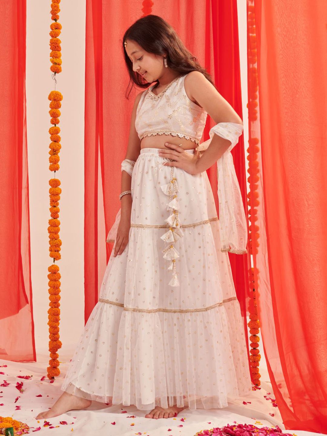 Girls Printed Ready to Wear Lehenga & Blouse With Dupatta