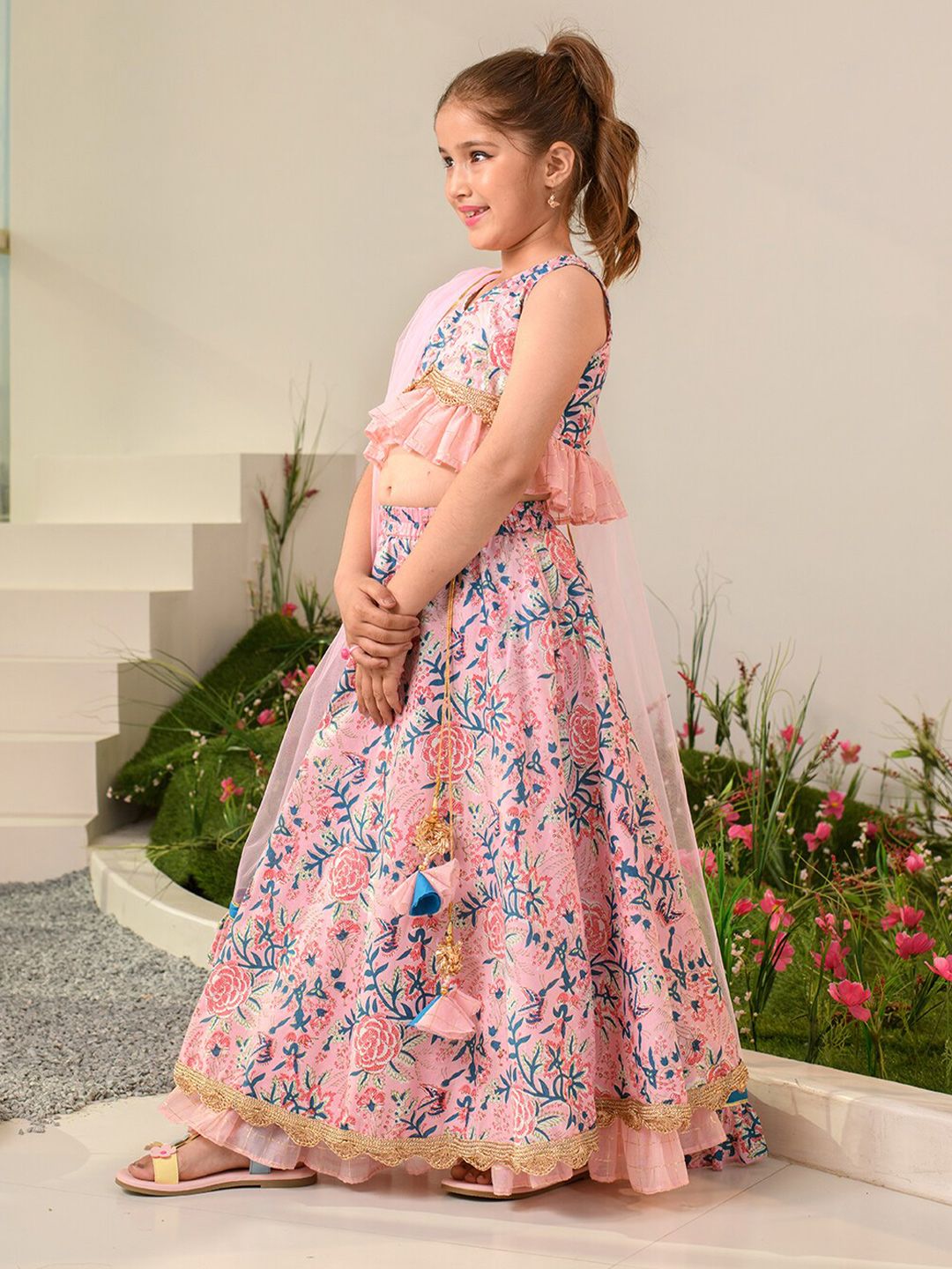 Girls Printed Ready to Wear Lehenga & Blouse With Dupatta