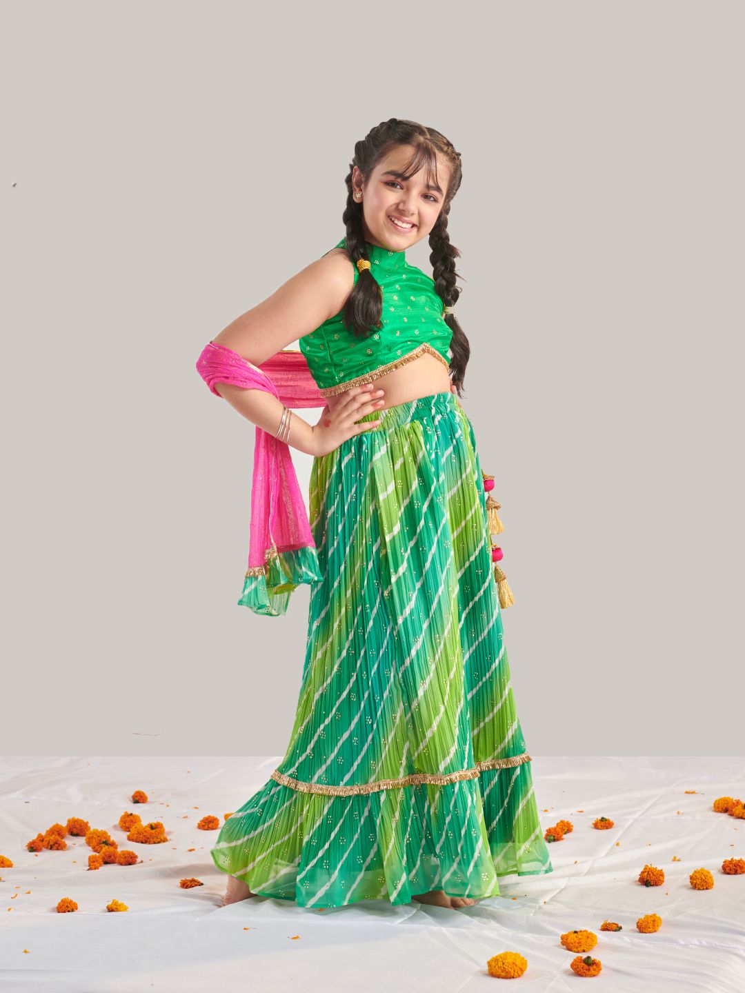 Girls Printed Ready to Wear Lehenga & Blouse With Dupatta