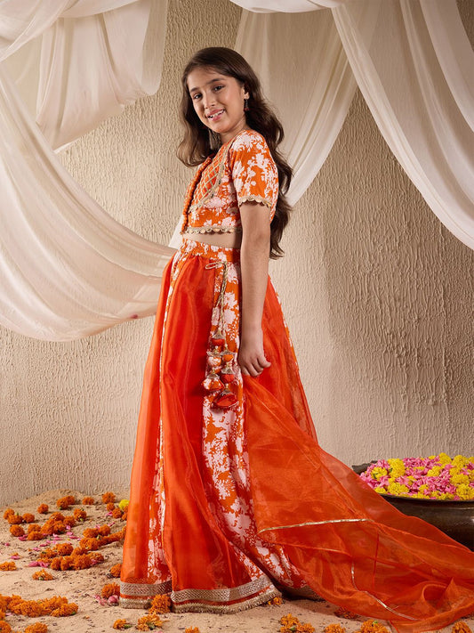 Girls Printed Ready to Wear Lehenga & Blouse With Dupatta