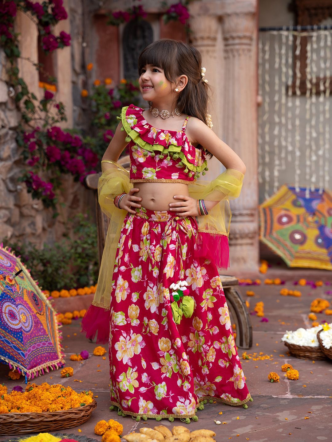 Girls Printed Ready to Wear Lehenga & Blouse With Dupatta