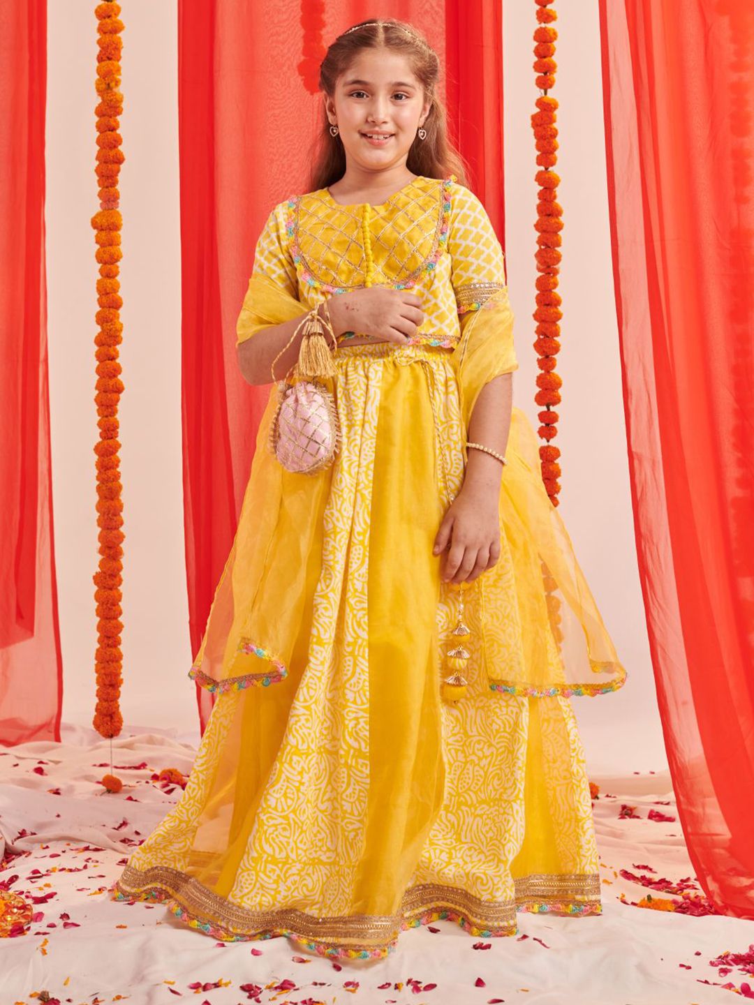 Girls Printed Ready to Wear Lehenga & Blouse With Dupatta