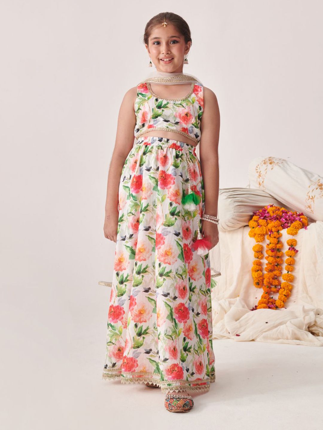 Girls Printed Ready to Wear Lehenga & Blouse With Dupatta