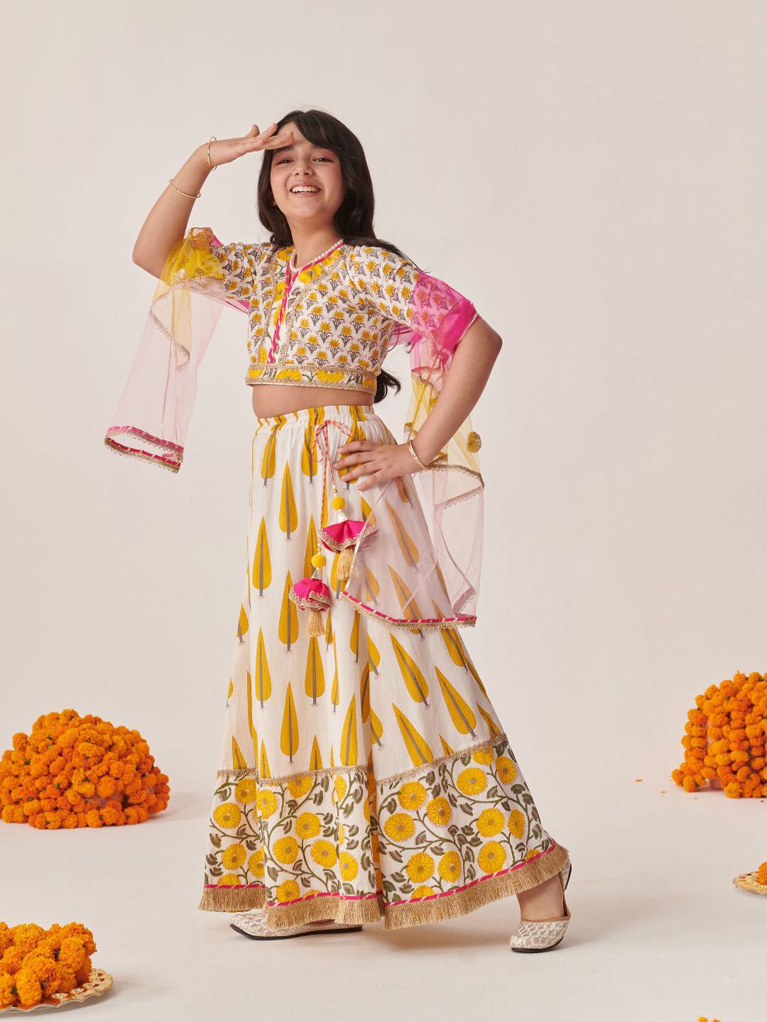Girls Printed Ready to Wear Lehenga & Blouse With Dupatta