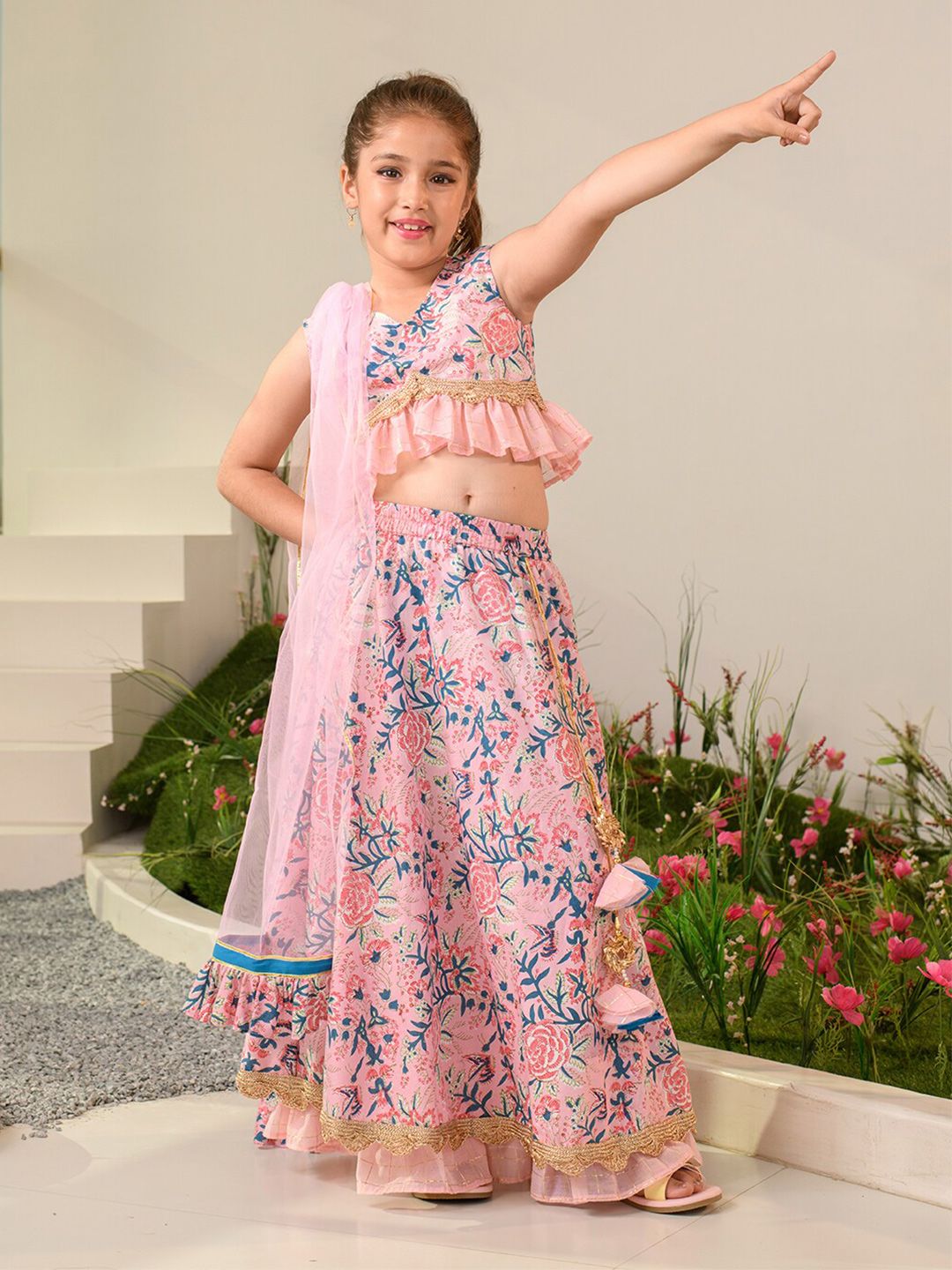 Girls Printed Ready to Wear Lehenga & Blouse With Dupatta