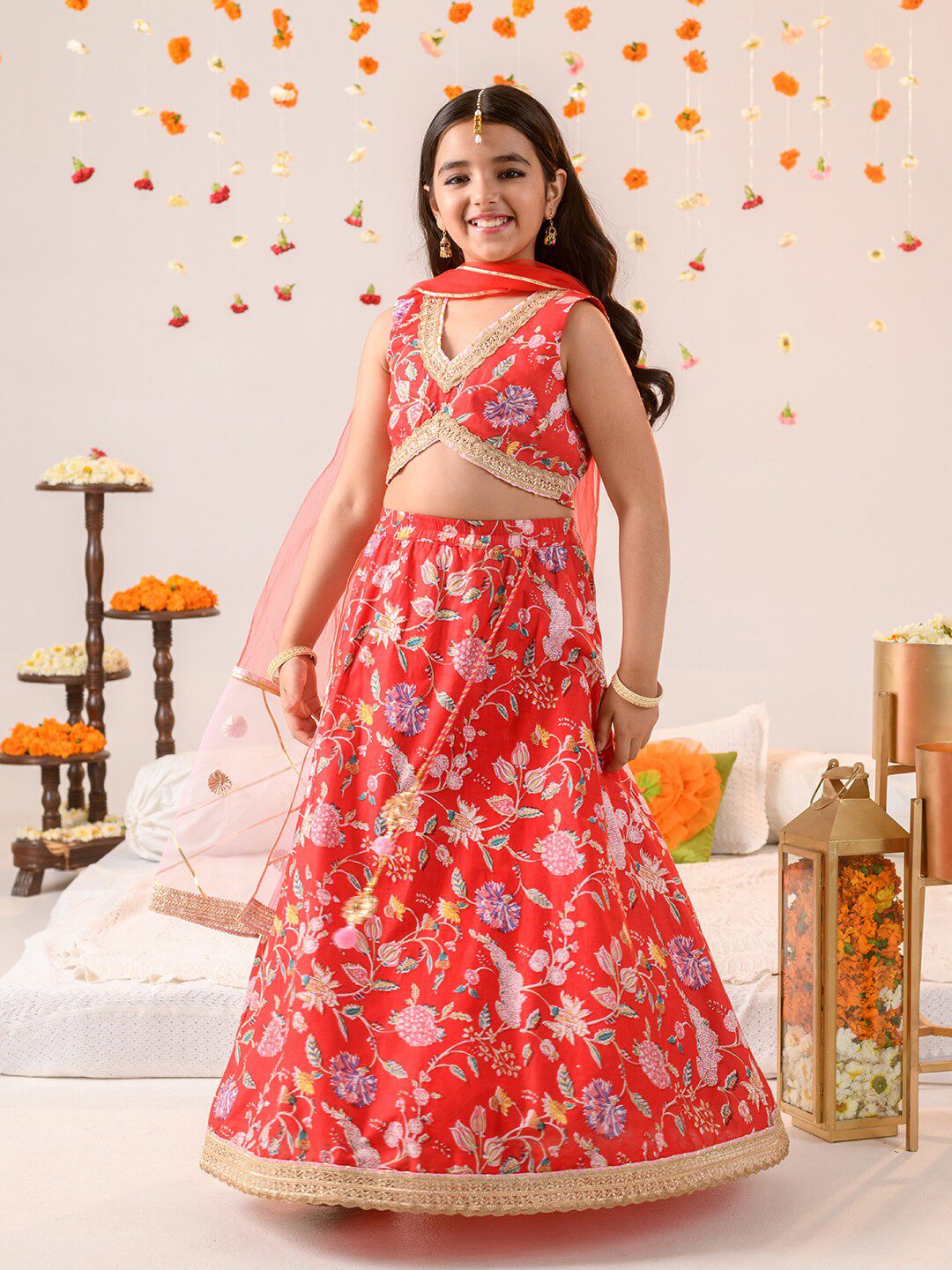 Girls Printed Ready to Wear Lehenga & Blouse With Dupatta