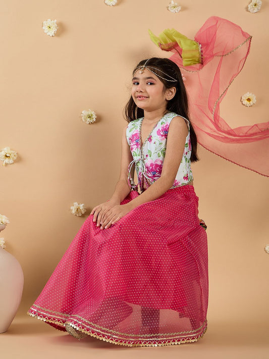 Girls Printed Ready to Wear Lehenga & Blouse With Dupatta