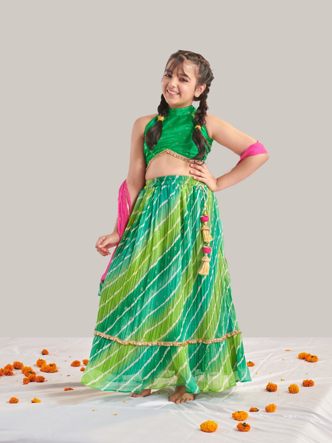 Girls Printed Ready to Wear Lehenga & Blouse With Dupatta