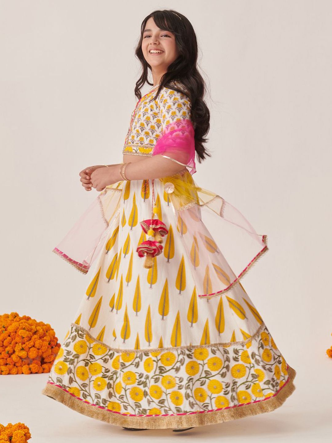 Girls Printed Ready to Wear Lehenga & Blouse With Dupatta