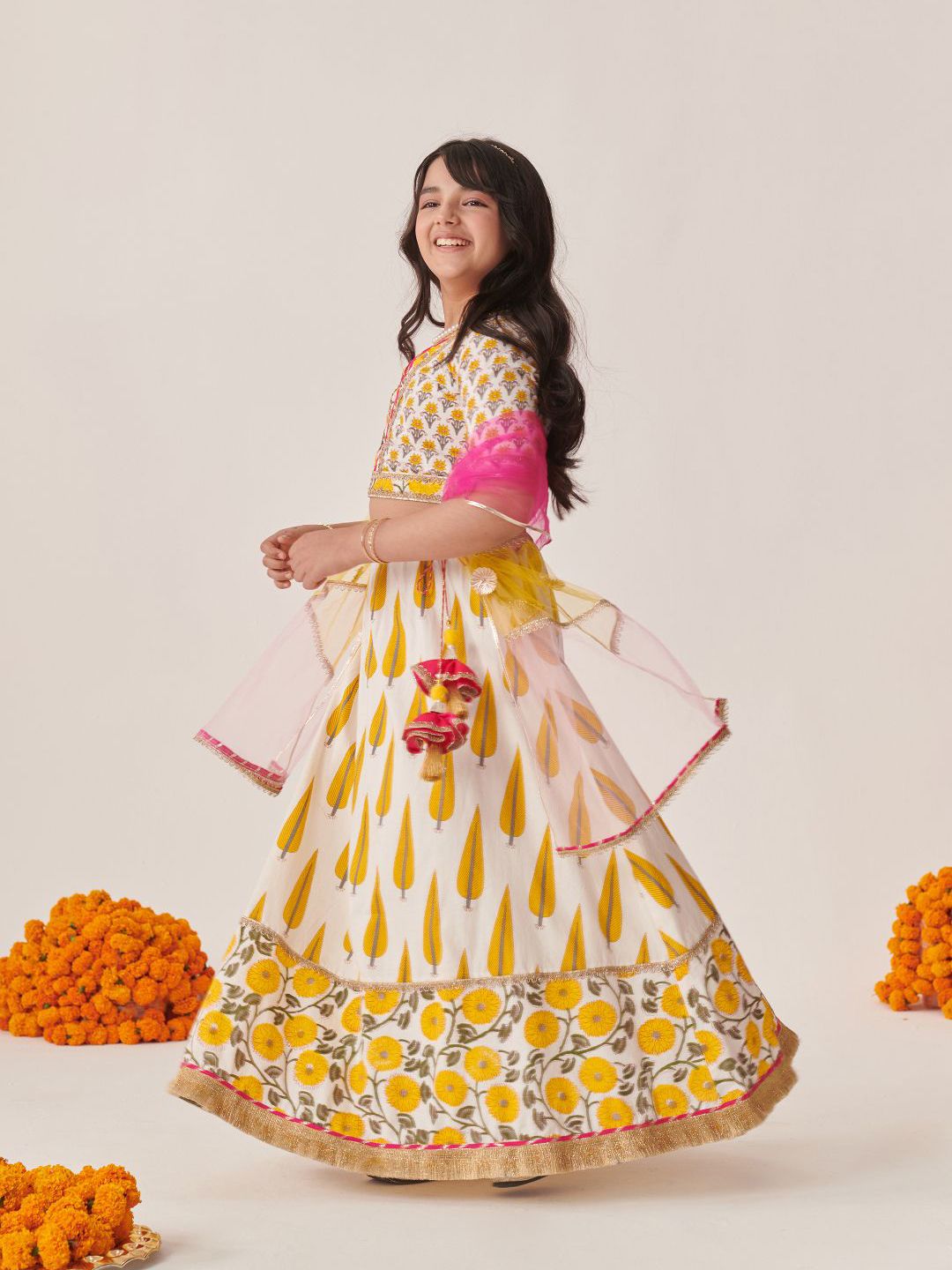 Girls Printed Ready to Wear Lehenga & Blouse With Dupatta