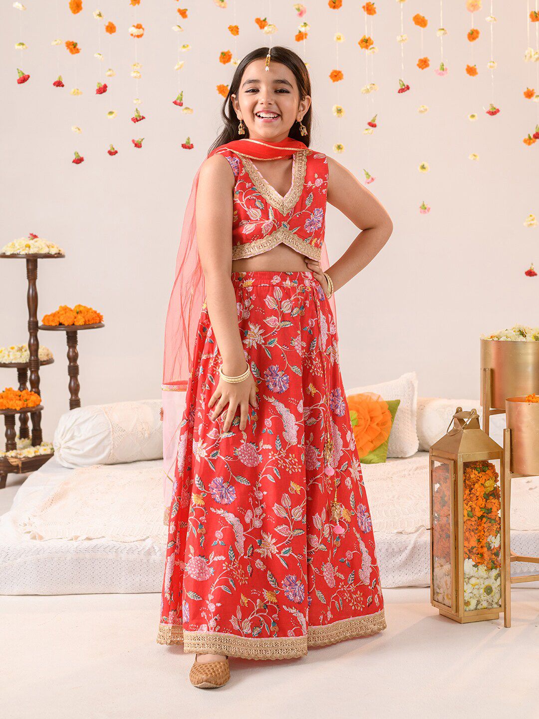 Girls Printed Ready to Wear Lehenga & Blouse With Dupatta