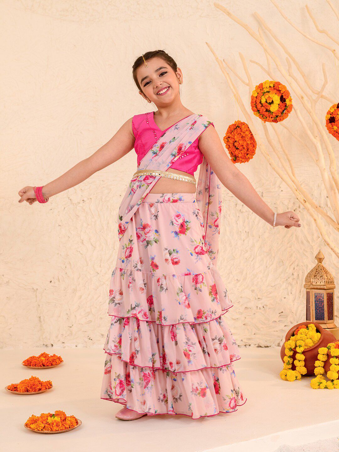 Girls Printed Ready to Wear Lehenga Choli