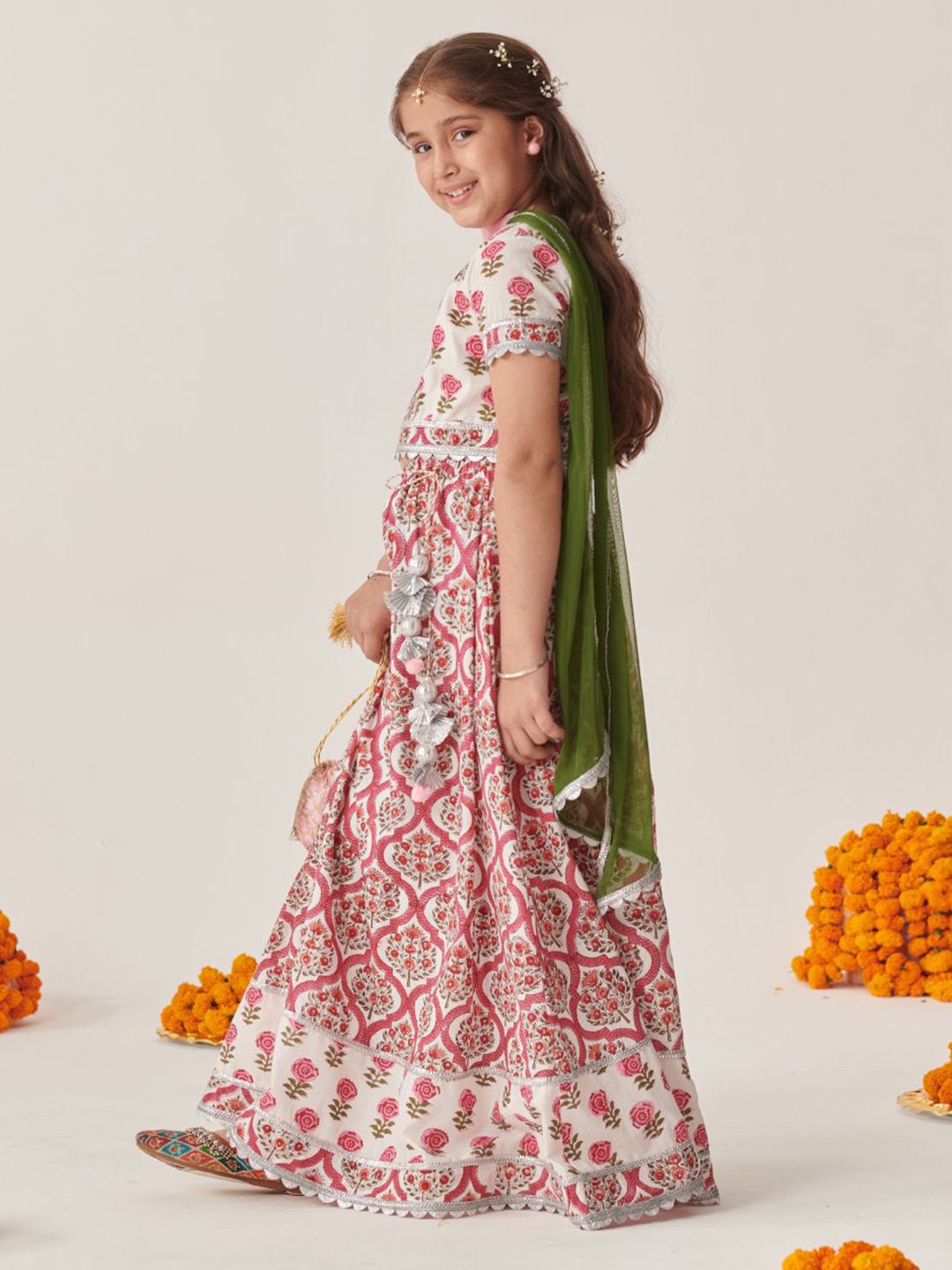 Girls Printed Ready to Wear Lehenga Choli With Dupatta