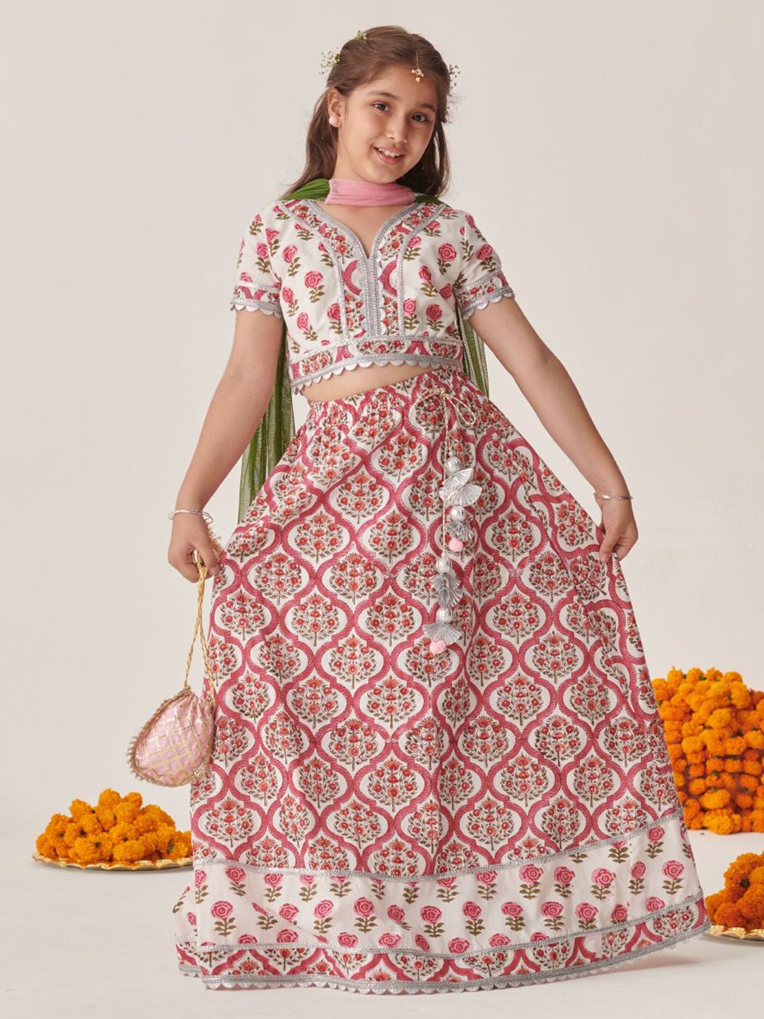 Girls Printed Ready to Wear Lehenga Choli With Dupatta