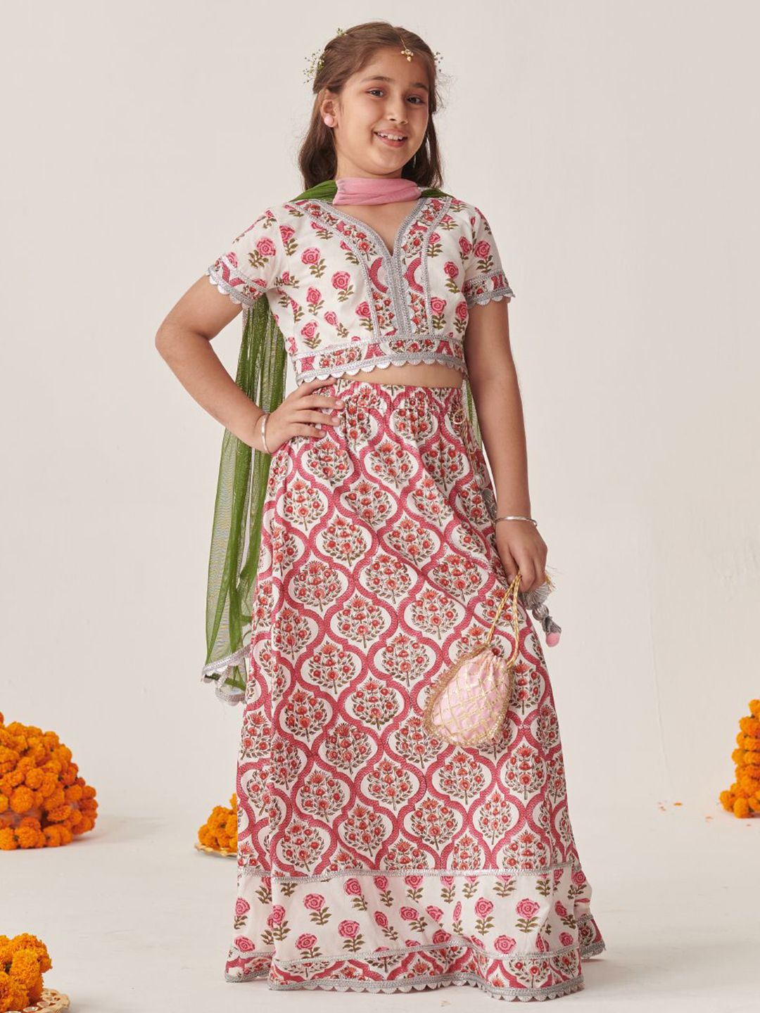 Girls Printed Ready to Wear Lehenga Choli With Dupatta