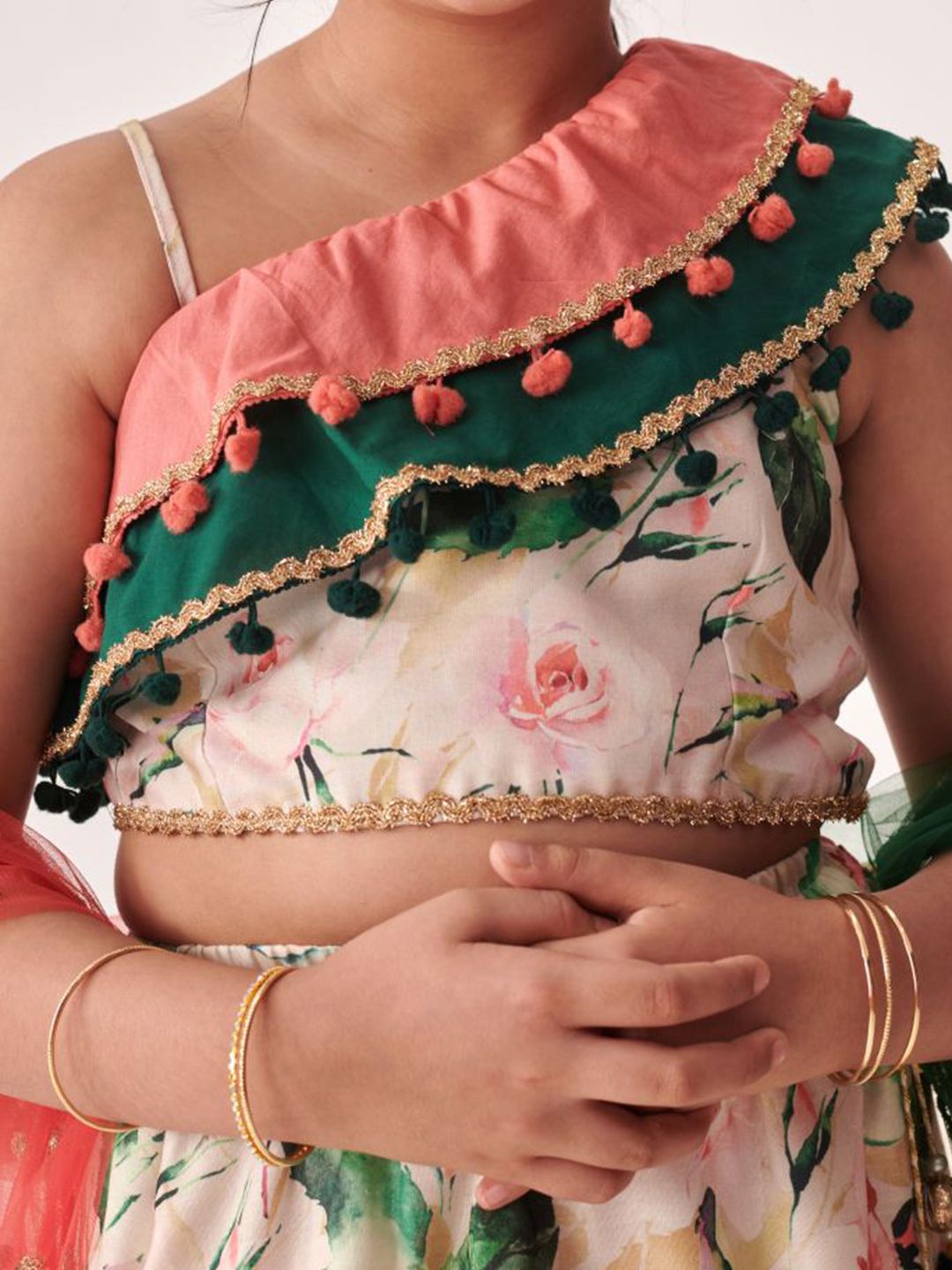 Girls Printed Thread Work Ready to Wear Lehenga Choli With Dupatta