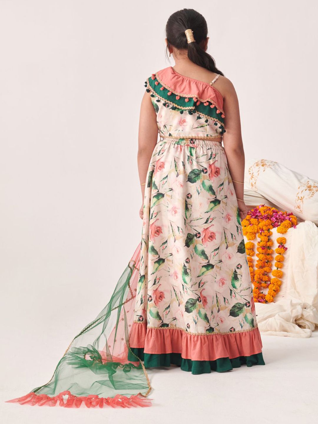 Girls Printed Thread Work Ready to Wear Lehenga Choli With Dupatta