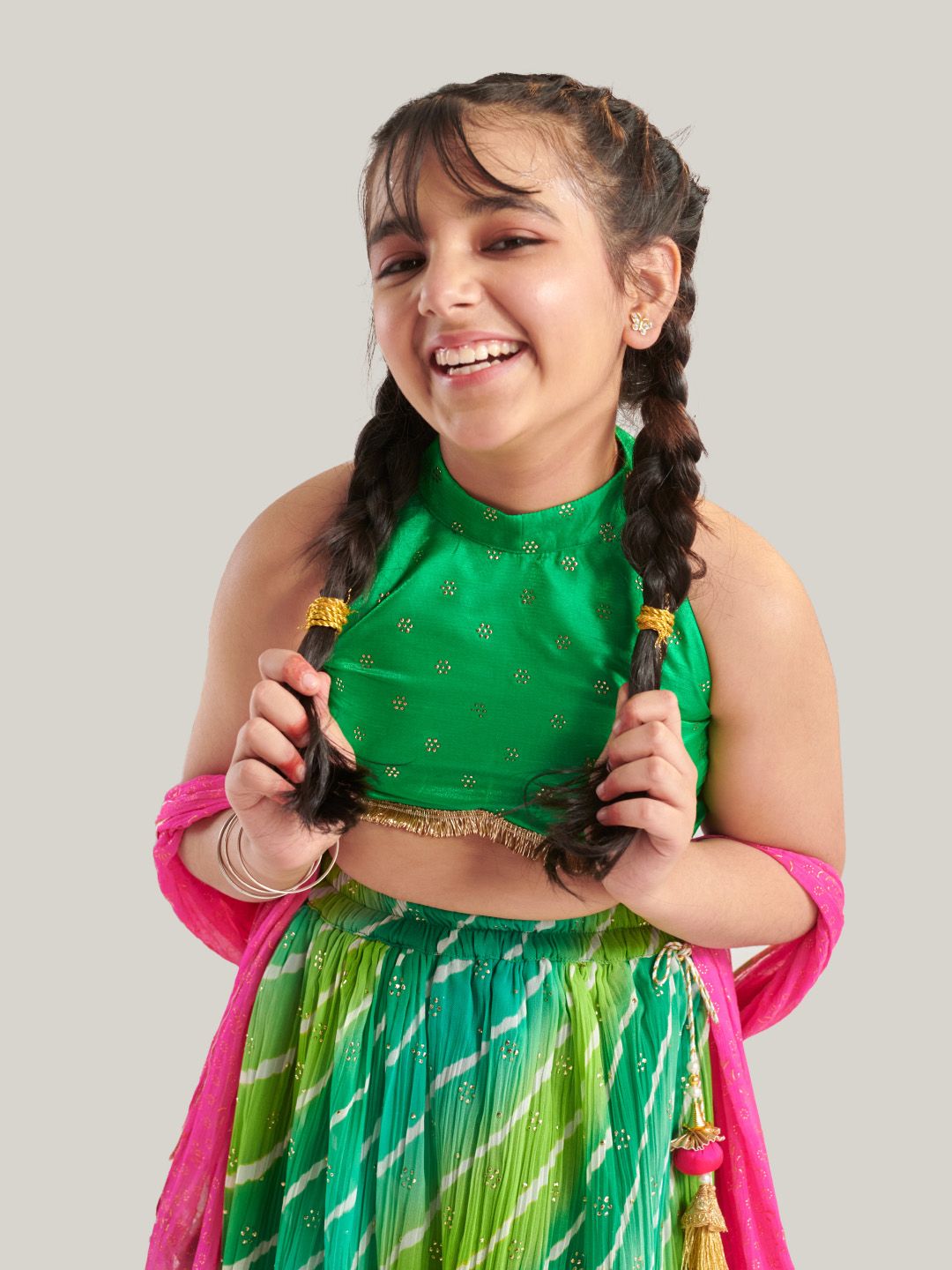Girls Ready to Wear Shirt Collar Printed Lehenga & Blouse With Dupatta