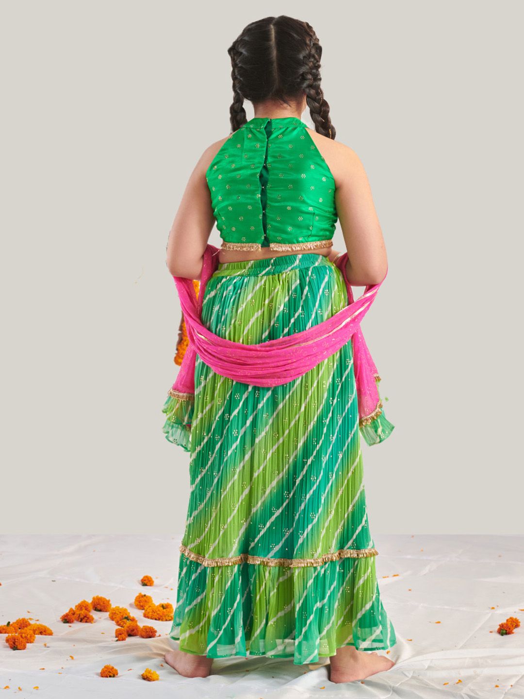 Girls Ready to Wear Shirt Collar Printed Lehenga & Blouse With Dupatta