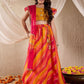 Girls Woven Design Flutter Sleeves Gotta Patti Ready to Wear Lehenga Choli