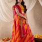 Girls Woven Design Flutter Sleeves Gotta Patti Ready to Wear Lehenga Choli