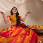 Girls Woven Design Flutter Sleeves Gotta Patti Ready to Wear Lehenga Choli